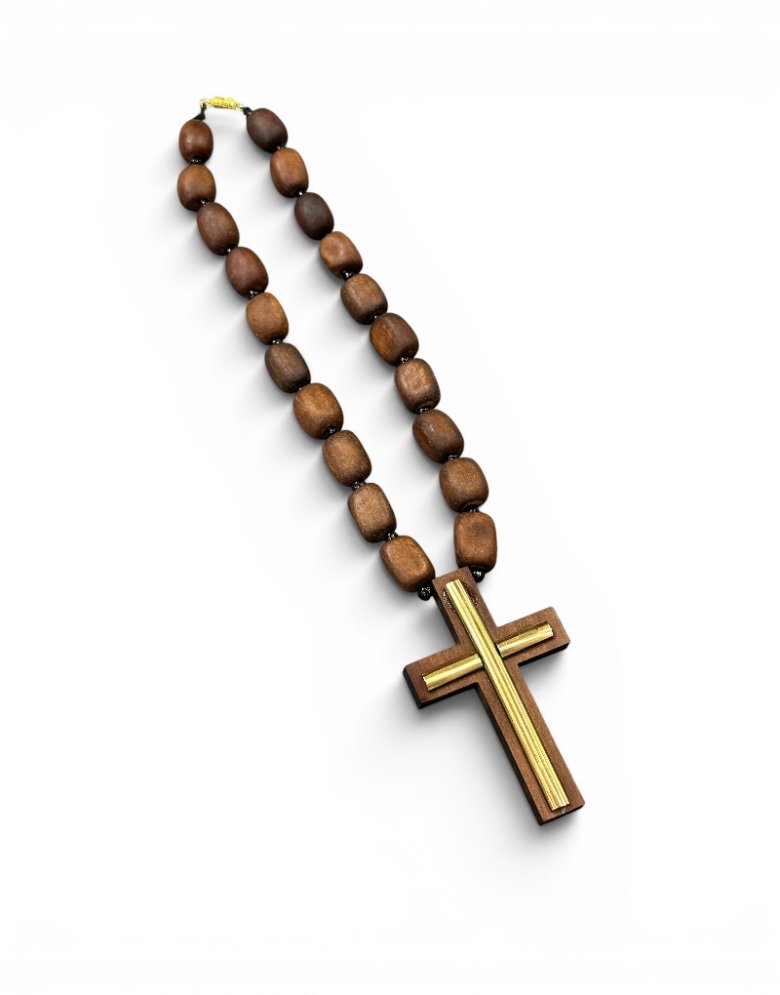 Car Hanging Cross with Wooden Beads