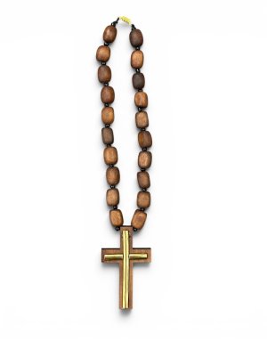 Car Hanging Cross with Wooden Beads