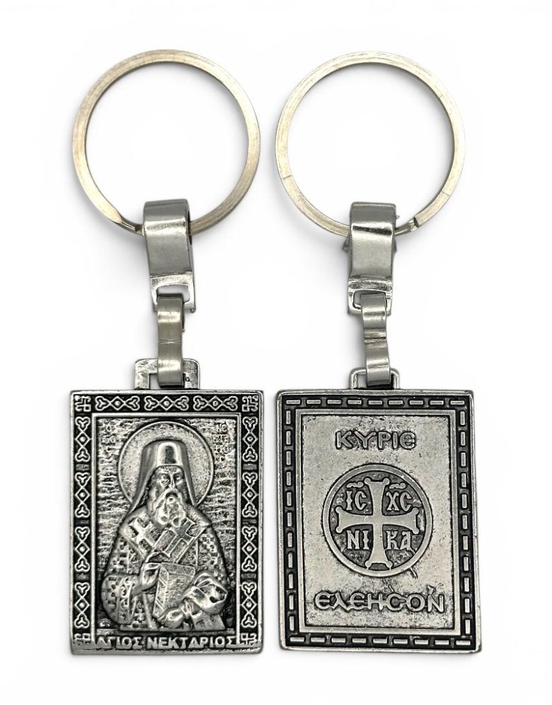Keychain with Saint Nektarios – IC XC NIKA