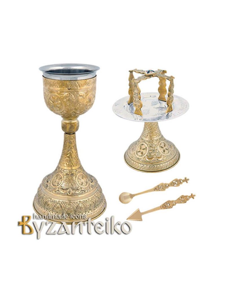 CHALICE SET BRONZE CARVED