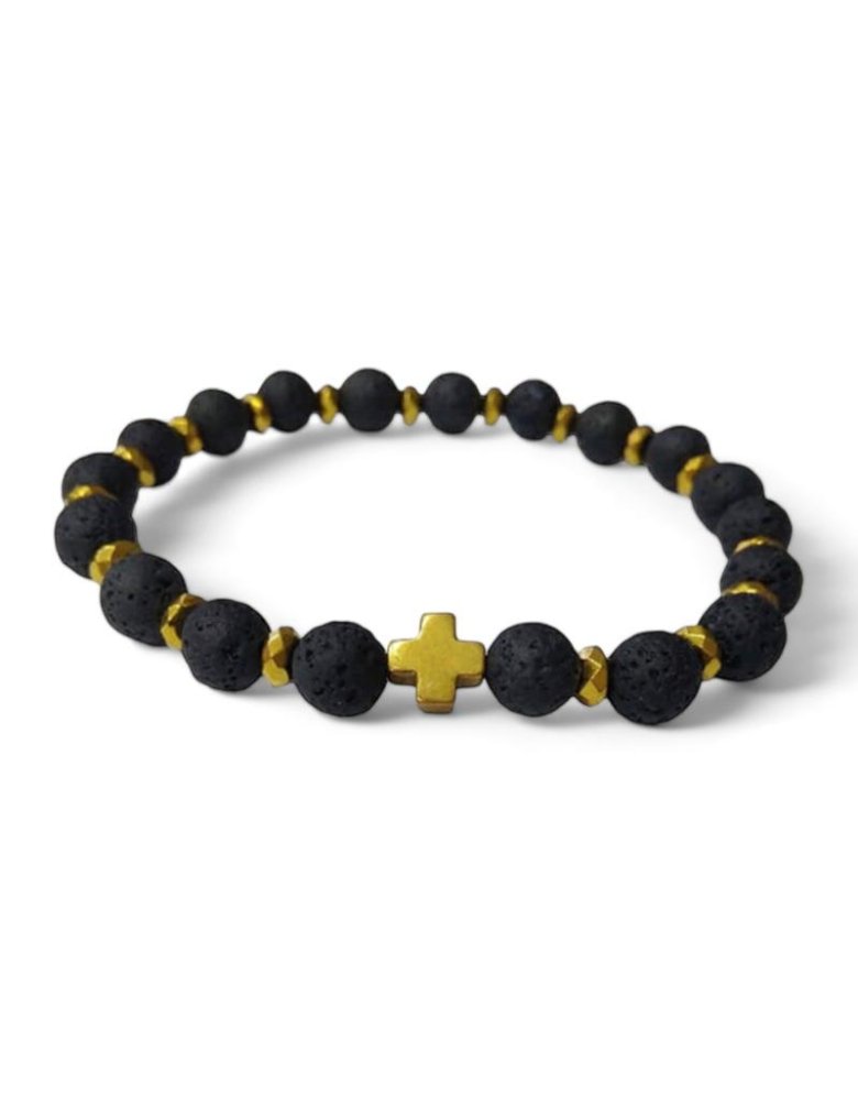 Bracelet with Lava and Hematite stones