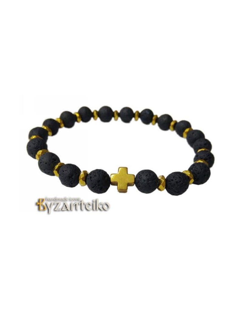 Bracelet with Lava and Hematite stones