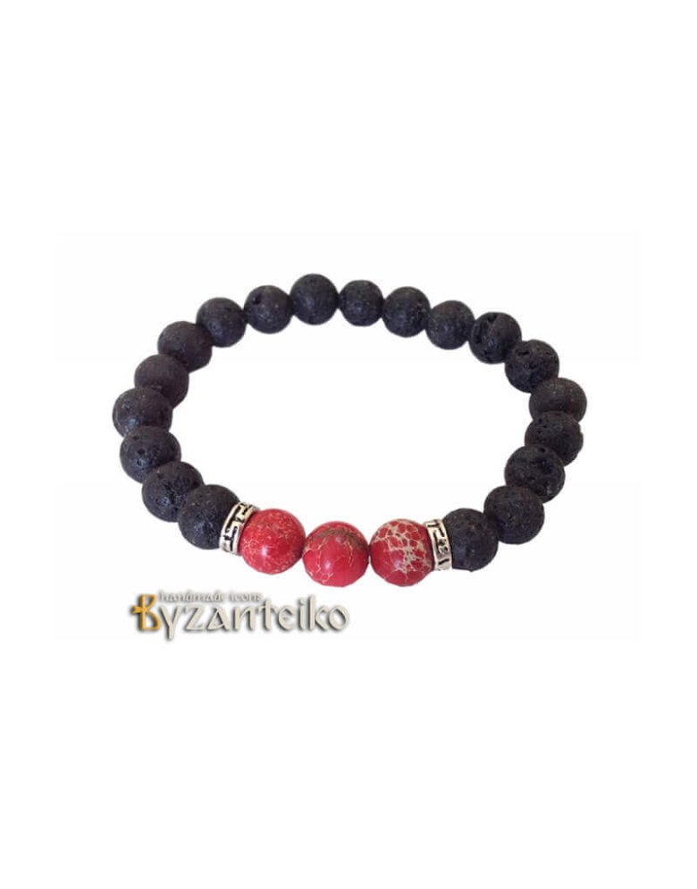 Lava Bracelet with Red Stone