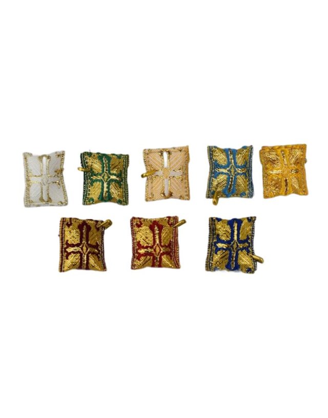 Hand-Embroidered Fabric Amulet from Mount Athos with Cross