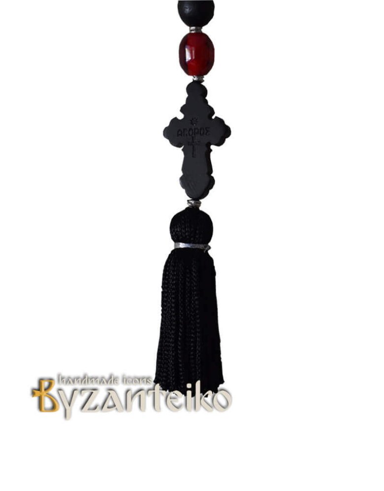 Mount Athos pendant with wooden beads
