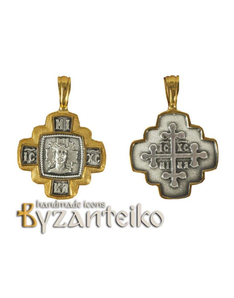 Gold plated pendant Saint Mandylium - ICXC NIKA