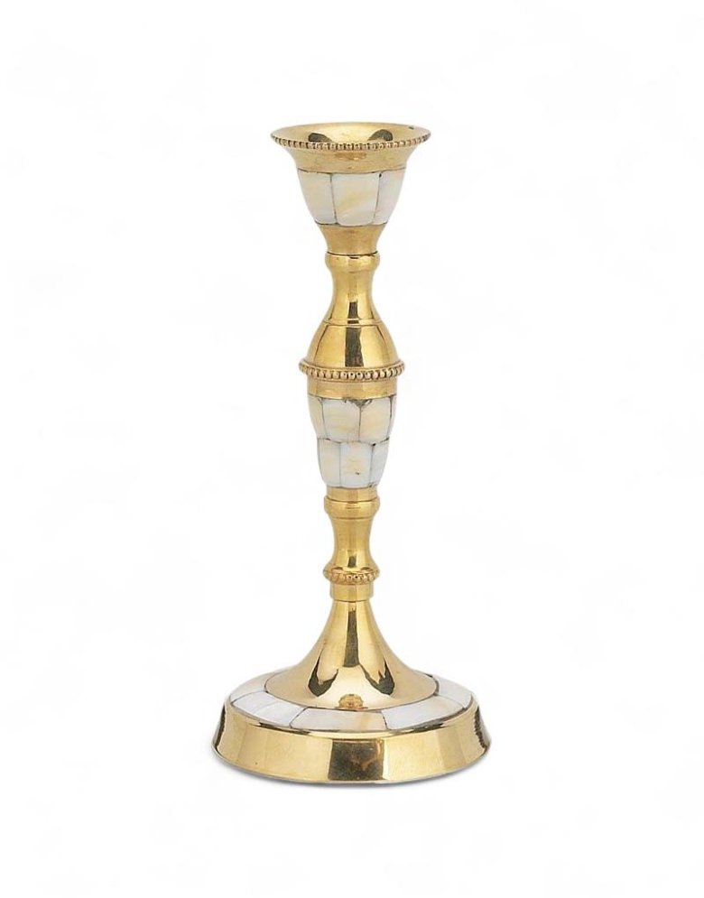 Bronze unicorn candlestick with mother of pearl