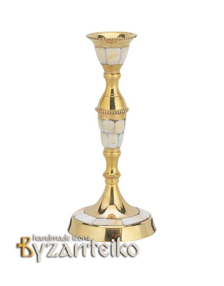 Bronze unicorn candlestick with mother of pearl