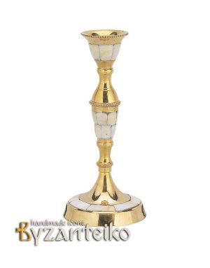 Bronze unicorn candlestick with mother of pearl