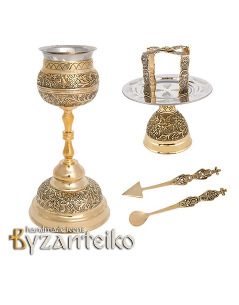 Bronze carved chalice set