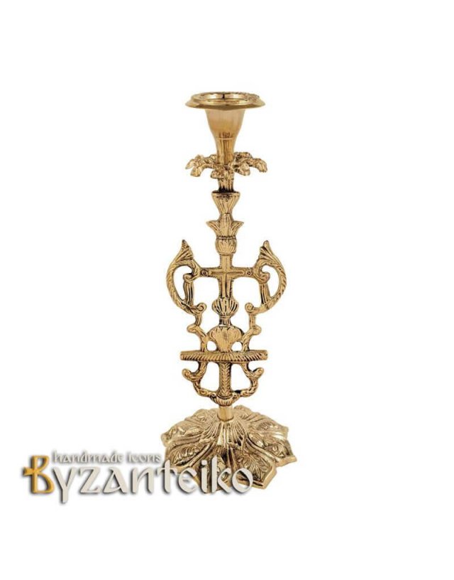 Bronze carved unicorn candlestick.